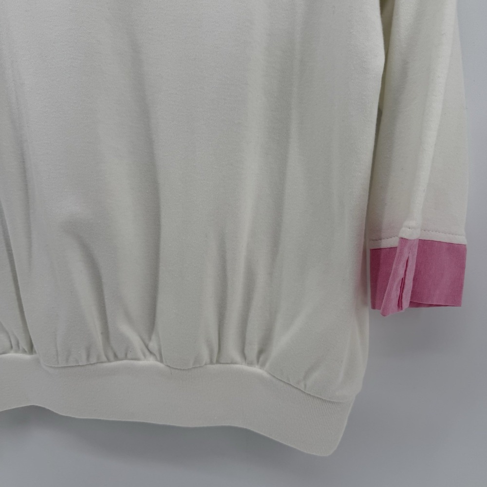 VTG 90s Beach Coastal Preppy White Pink Graff Collared Sweater Top Grandmacore - Picture 15 of 16